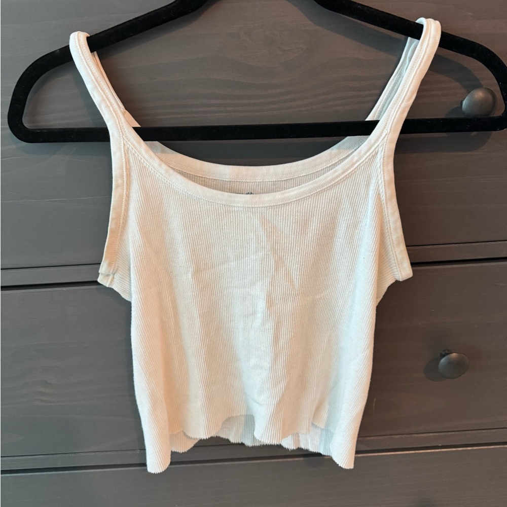 Brandy Melville White Ripped Cropped Tank